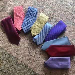 BUNDLE OF 9 LUXURY TIES, ranging in color.